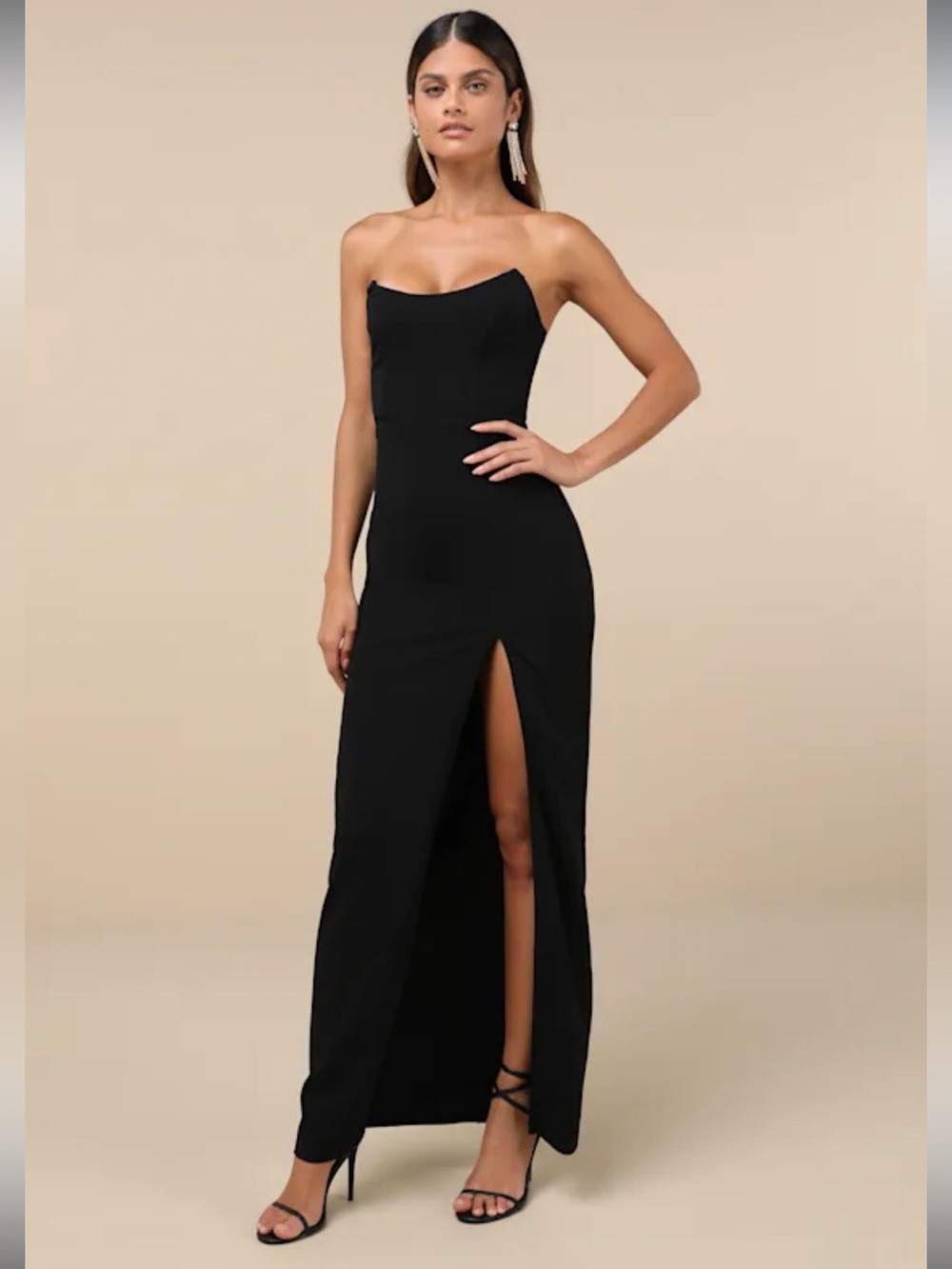 NWT-Sensational Beauty Black Strapless Maxi Dress